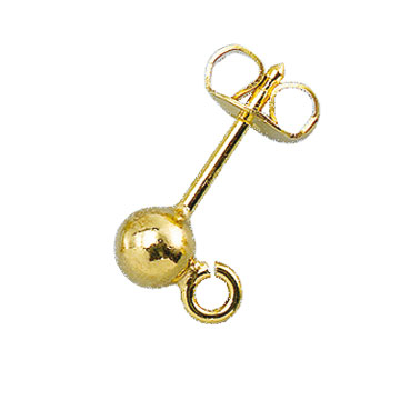 Tige de dormeuse 585/- OJ avec boule et Anneaux Ø 3,0 mm