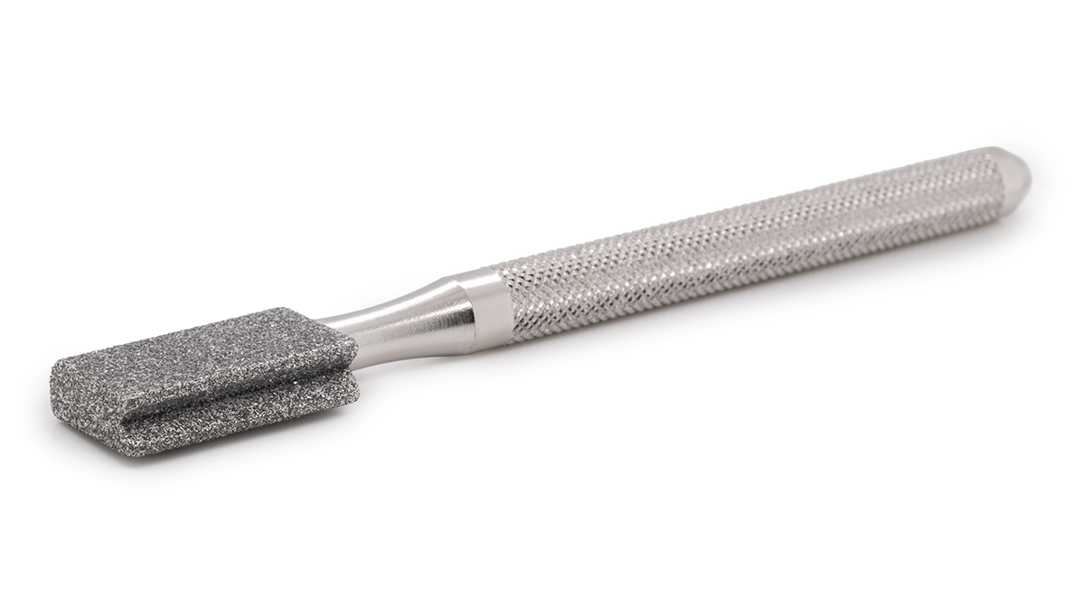 Pierre à dresser diamantée, revêtue sur toutes les faces, avec tige