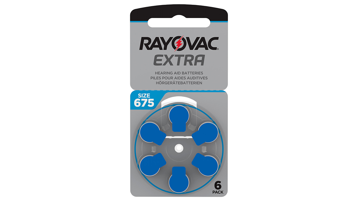 Rayovac Extra, 6 piles auditives No. 675 (Sound Fusion Technology), plaquette