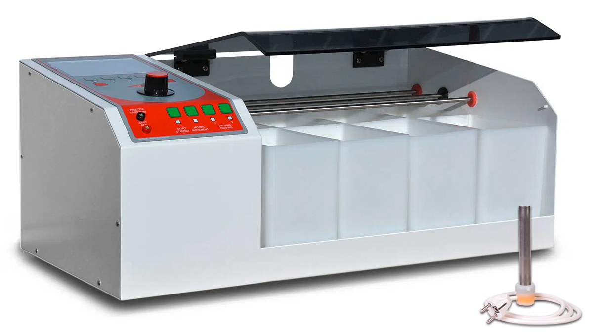 Jentner Digital II version 2.0, appareil de galvanoplastie compact, avec chauffage, 8 cuves de 1,5 l
chacune