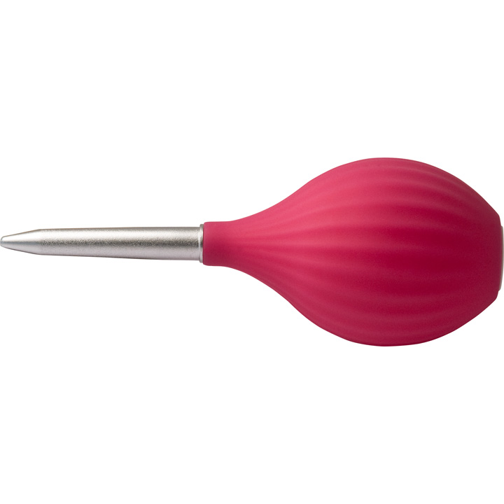 Souffleur de poussière en caoutchouc, rose, avec 2 capuchons en plastiques