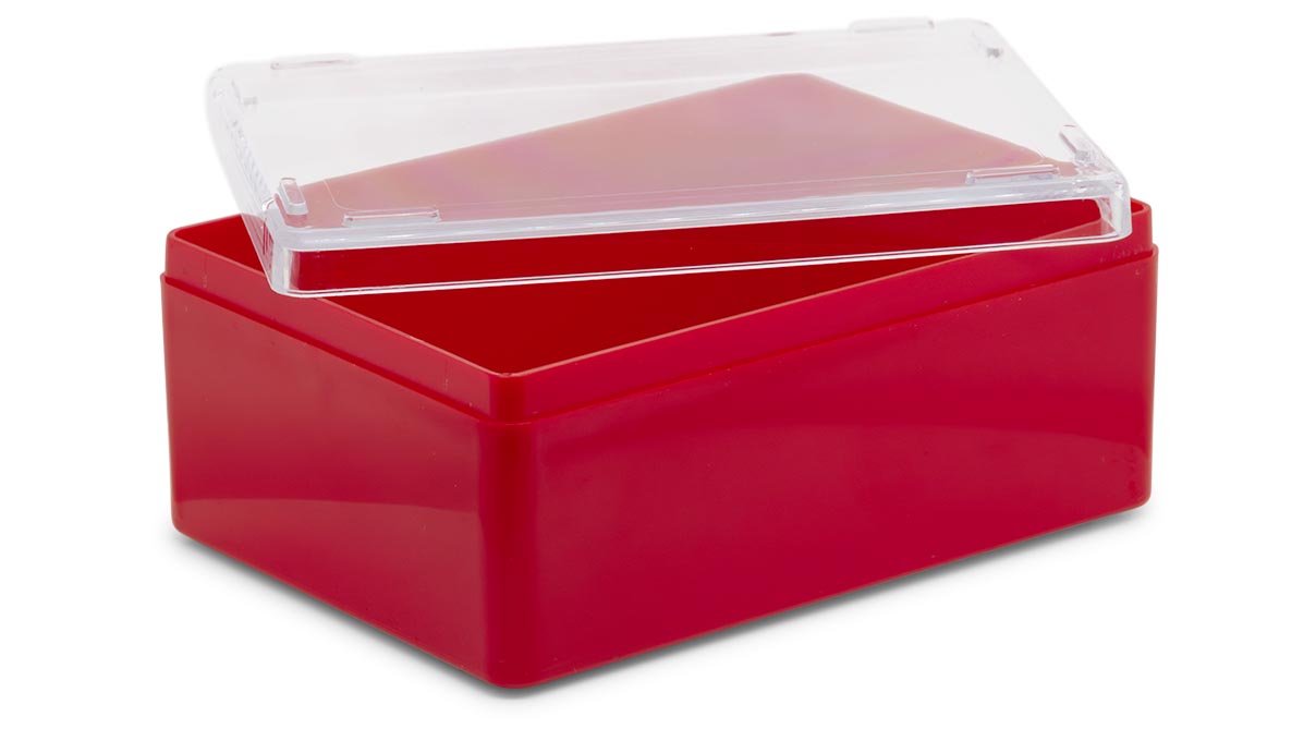 Boîte plastique avec couvercle, rouge, 36 x 90 x 64 mm