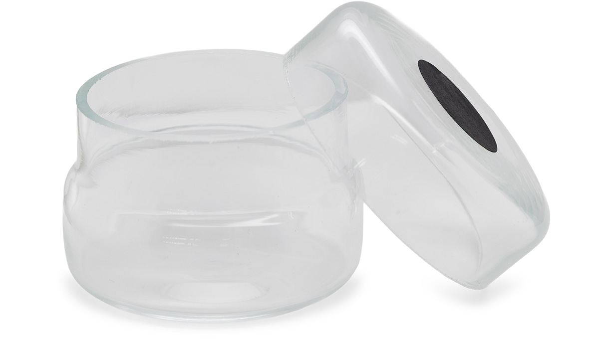 Récipient pour électrolytes, verre, avec couvercle à emboîtement, Ø 50 mm