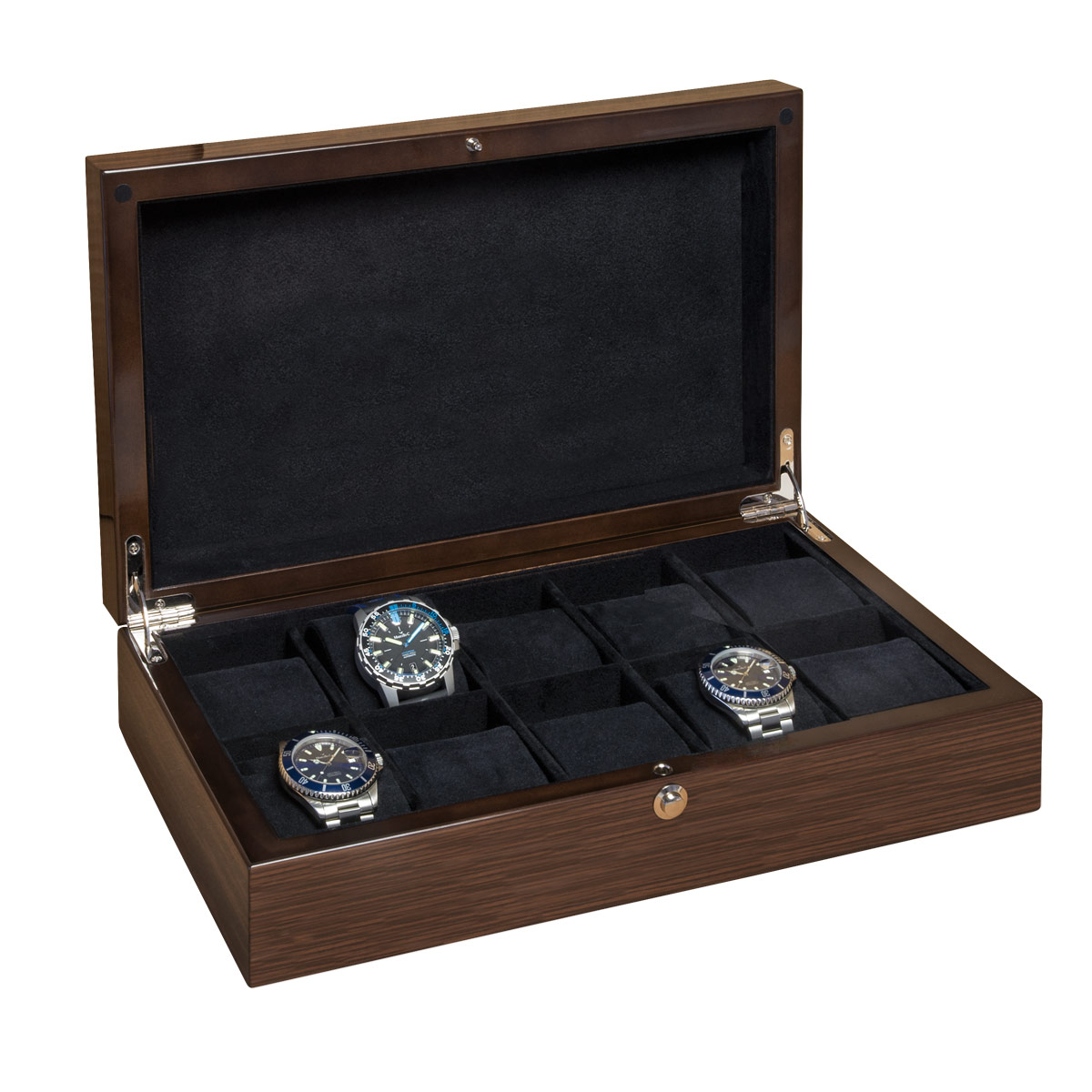 Beco coffret de collection pour 10 montres, bois noyer, mat, doublure noire