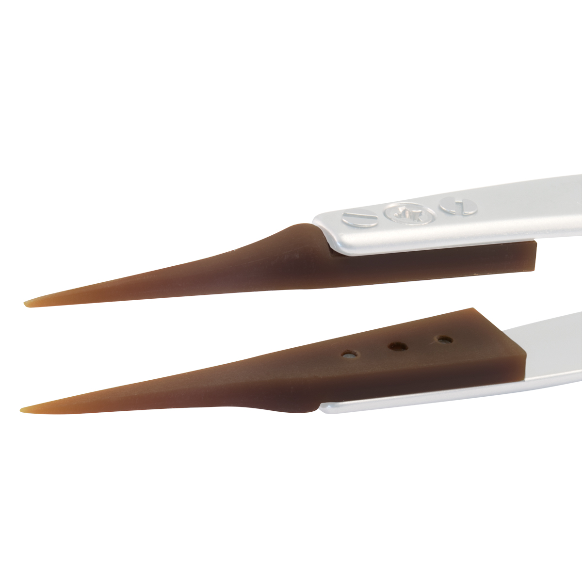 Paire de pointes de rechange pour pinces AntiScratch, fine, forme spéciale, pointes polymères, antistatique, amagnétique, non magnétique.