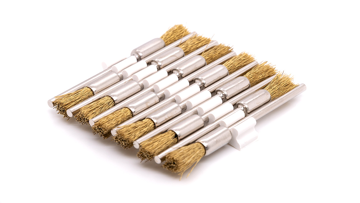 Brosse pinceau avec pièce à main, laiton, fil Ø 0,15 mm, tige HP