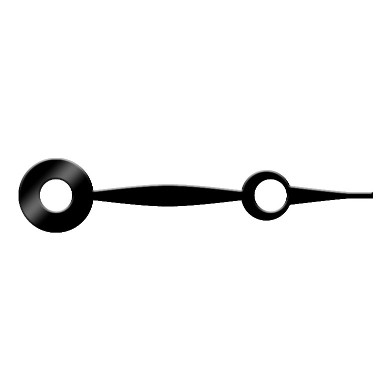 Aiguille des minutes, forme de breguet, noir, trou Ø 0,7 mm, longueur 12 mm