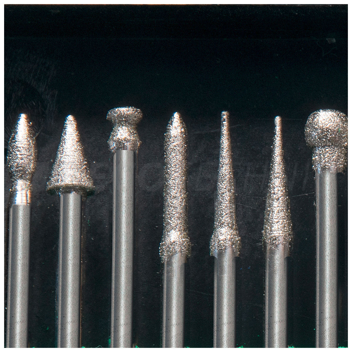 Assortiment de forets diamantés, différentes formes de tête, 20 pièces, tige Ø 2,35 mm