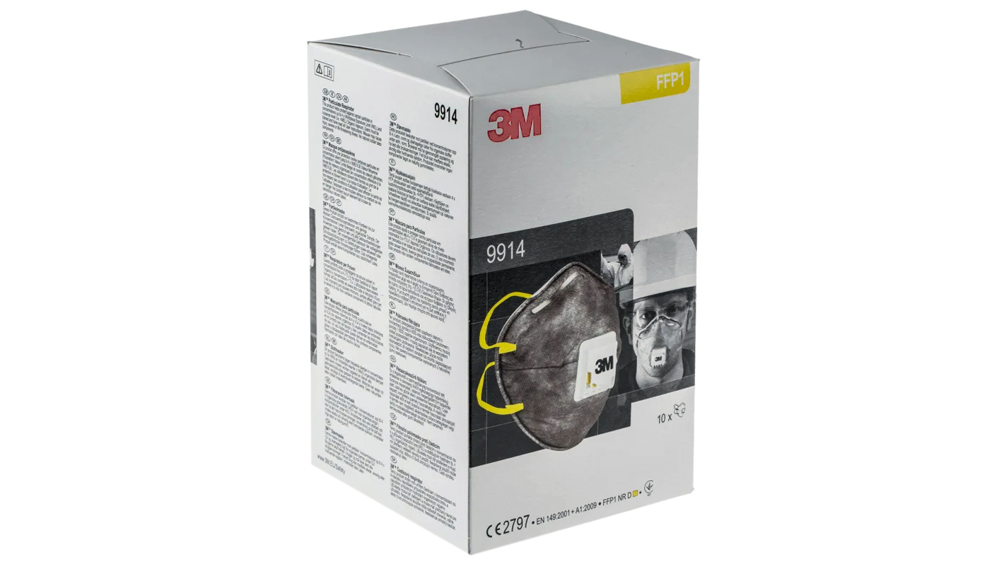 Protection respiratoire 3M 9914, Masque à particules spécial FFP1, avec valve d'expiration, gris