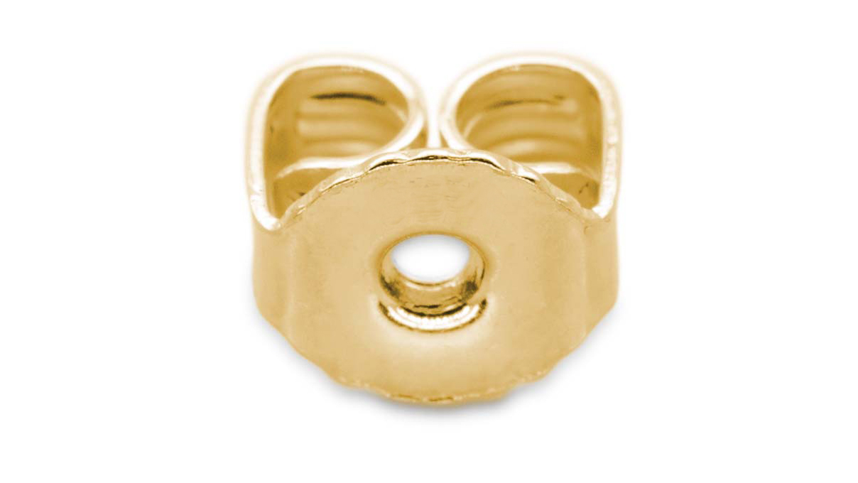 Poussettes d'oreille, poinçonnés, dentelées, Ø 5 mm, 585/- or jaune