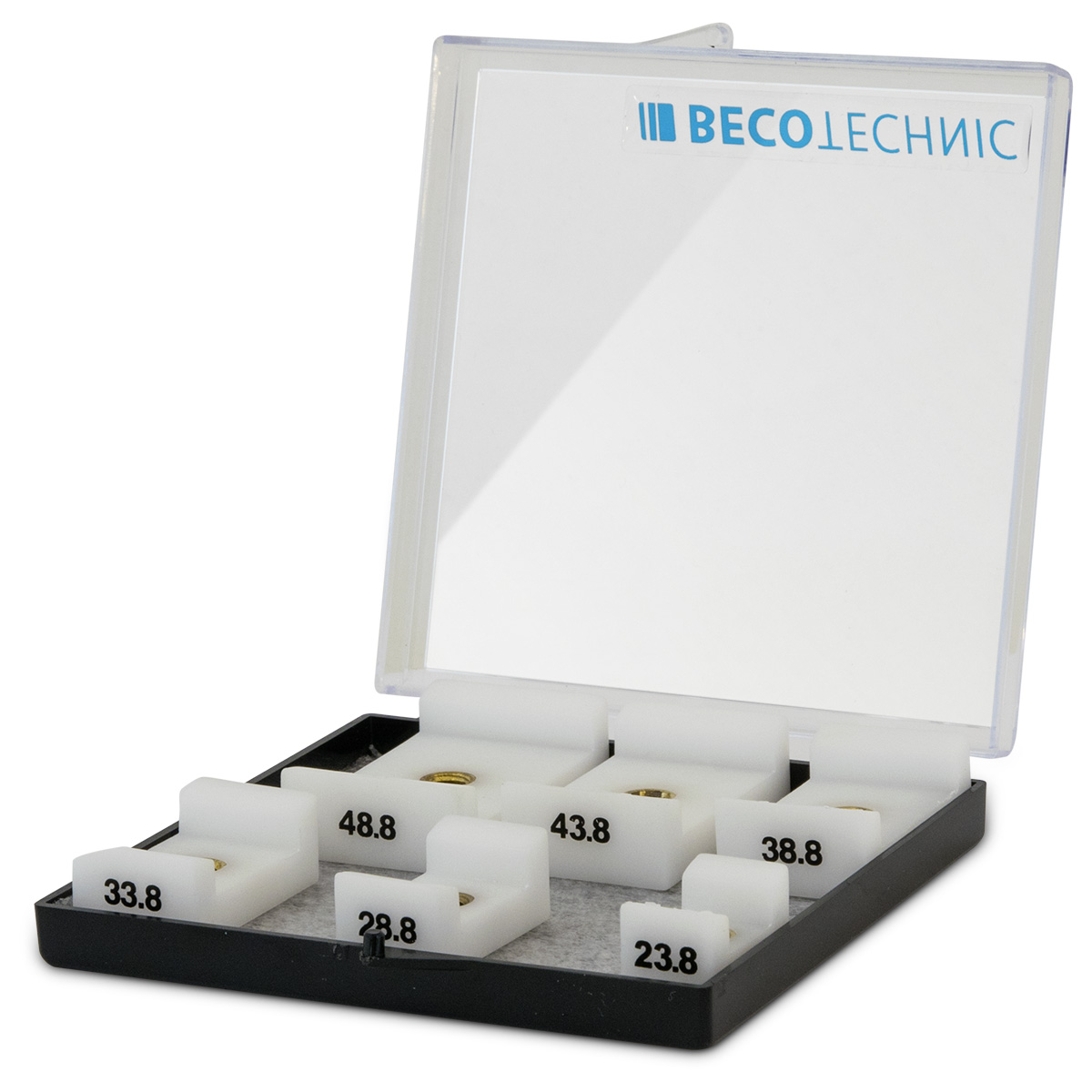 Assortiment de 6 tasseaux Beco Technic, Delrin, avec filetage en laiton M6