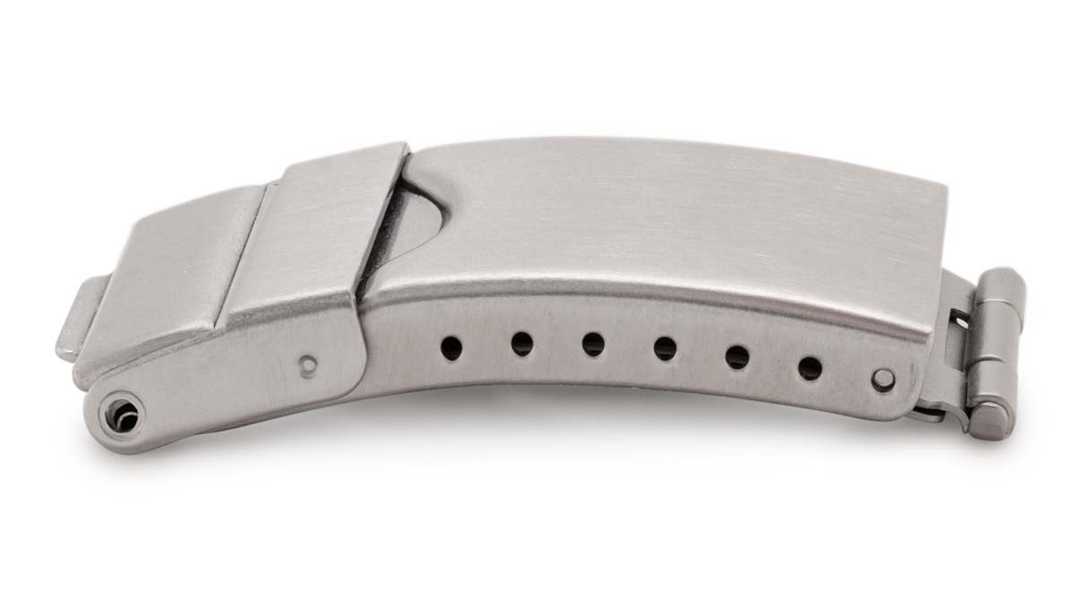 Boucle déployante pour bracelet, coup/largeur: 8 mm, 14 mm, Barre de sécurité, Satinée, Silberfarben, Acier inoxydable
