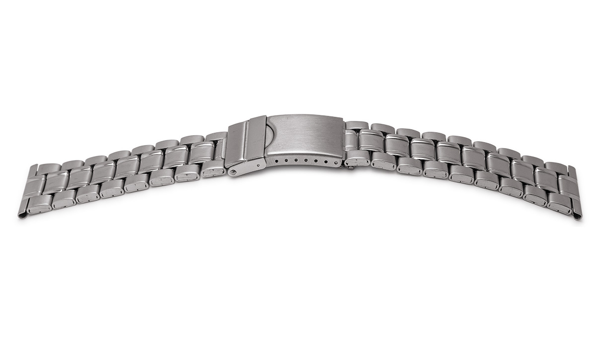 Bracelet métallique, acier inoxydable, sablé, largeur d'attache 20 - 22 mm
