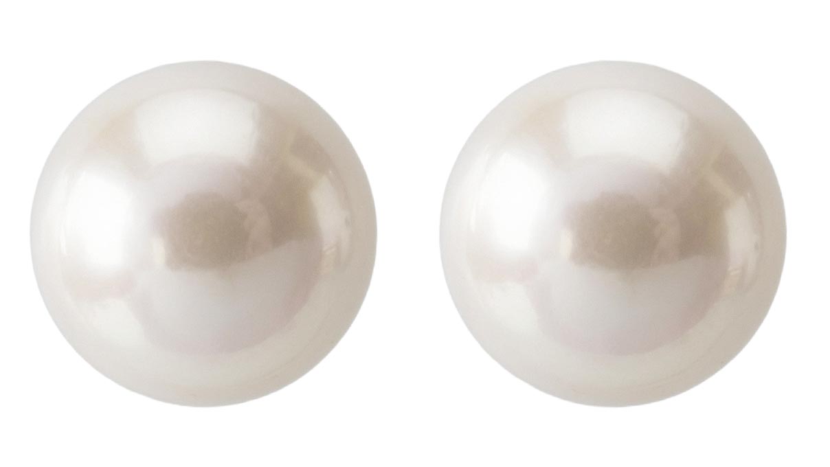 QPP puces d'oreilles A62, rond Ø 4 mm, perle blanche, inox plaqué or jaune, 1 paire