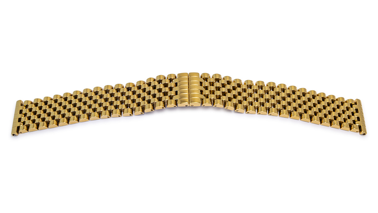 Bracelet en métal, acier inoxydable poli, doré, anse 20 mm